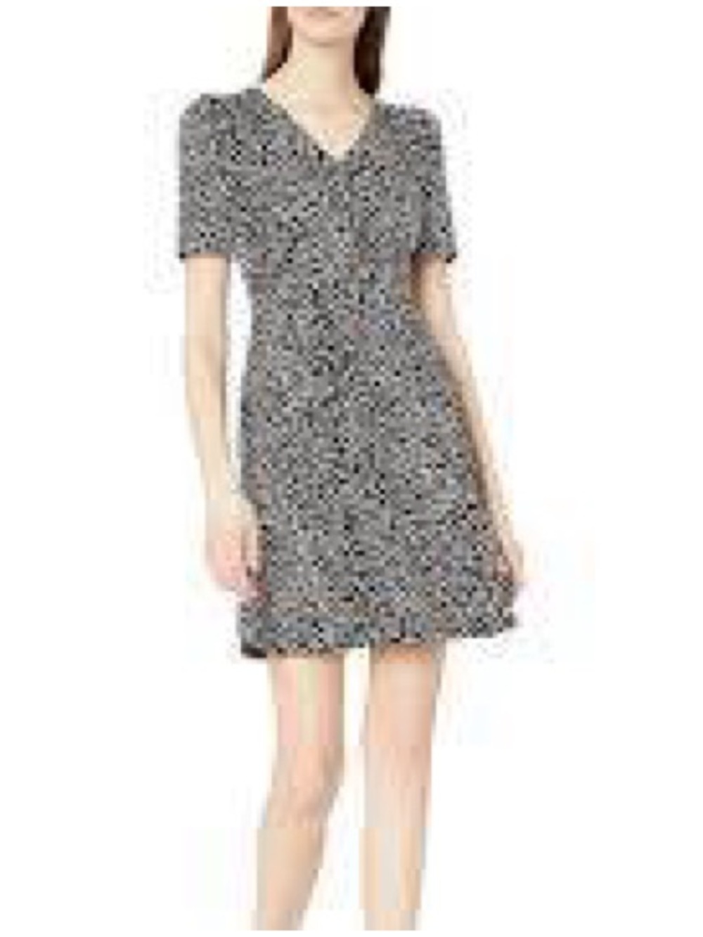 Lark & Ro Black and White Floral V-Neck Mini Dress
